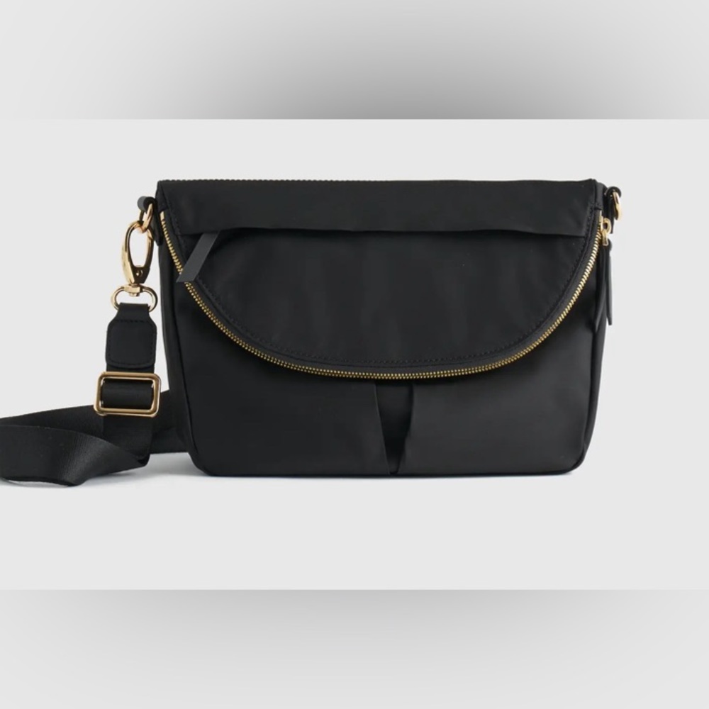 Black Revive Nylon Foldover Crossbody